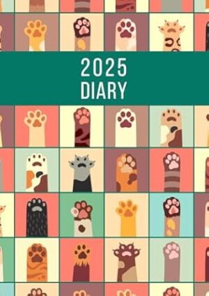 2025 A4 Page A Day: One Page Per Day Daily Diary Planner & Organiser for 365 Days, dated from Jan 2025 to Dec 2025, Fully Lined Journal Notebook with Calendars, To-Do List and Notes Cat Paws