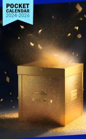 Pocket Calendar 2024 - 2026 With Moon Phase: Two-Year Monthly Planner for Purse , 36 Months from January 2024 to December 2026 | Golden box | Shower of shimmering confetti