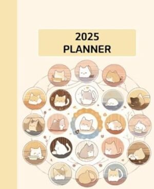 2025 daily and Monthly calendar Planner 7x9, 12 Months, Jan to Dec 2025, with Hourly Time Slots, soft cover, Small Planner Notebook, time Management and Hit Your Goals, Lasts 6month: cute cats