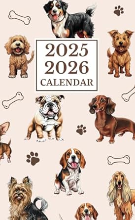 Pocket Calendar 2025-2026 For Purse: Small 2 Year Planner From January 2025 To December 2026 | Funny Dogs Cover
