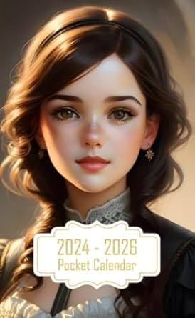Pocket Calendar 2024-2026: Two-Year Monthly Planner for Purse , 36 Months from January 2024 to December 2026 | Fine art portrait | Belle Epoque girl | Cute freckles