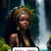 Pocket Calendar 2024-2026: Two-Year Monthly Planner for Purse , 36 Months from January 2024 to December 2026 | African waterfall goddess