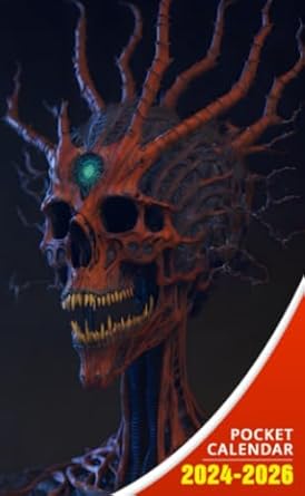 Pocket Calendar 2024 - 2026 With Moon Phase: Three-Year Monthly Planner for Purse , 36 Months from January 2024 to December 2026 | Ethereal neural network organism | Anatomical head