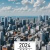 Pocket Calendar 2024-2026: Two-Year Monthly Planner for Purse , 36 Months from January 2024 to December 2026 | City view | Gray clouds | Crowded buildings | Parks and trees