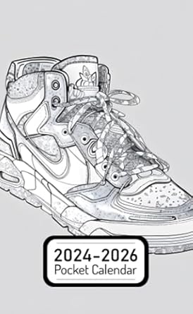 Pocket Calendar 2024-2026: Two-Year Monthly Planner for Purse , 36 Months from January 2024 to December 2026 | Metallic print design | Sneaker coloring page