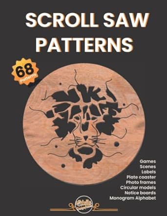Scroll saw patterns, 68 patterns, Games, Scenes, Labels, Plate coaster, Photo frames, Circular models, Notice boards, Monogram Alphabet