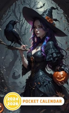 Pocket Calendar 2024 - 2026 With Moon Phase: Three-Year Monthly Planner for Purse , 36 Months from January 2024 to December 2026 | Halloween witch | ... | Halloween feeling | Autumn colors