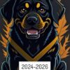 Pocket Calendar 2024-2026: Two-Year Monthly Planner for Purse , 36 Months from January 2024 to December 2026 | Scary rottweiler dog | Halloween character