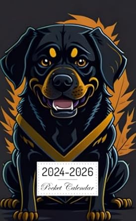Pocket Calendar 2024-2026: Two-Year Monthly Planner for Purse , 36 Months from January 2024 to December 2026 | Scary rottweiler dog | Halloween character