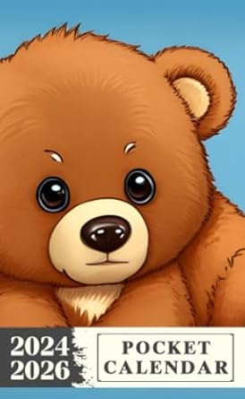 Pocket Calendar 2024 - 2026 With Moon Phase: Three-Year Monthly Planner for Purse , 36 Months from January 2024 to December 2026 | Cartoon injured baby bear