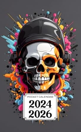 Pocket Calendar 2024-2026: Two-Year Monthly Planner for Purse , 36 Months from January 2024 to December 2026 | Graphic design t-shirt | Horror Skull Hip hop style