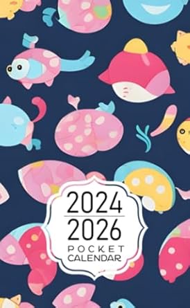 Pocket Calendar 2024-2026: Two-Year Monthly Planner for Purse , 36 Months from January 2024 to December 2026 | Cute seamless pattern | Randomly arranged toys