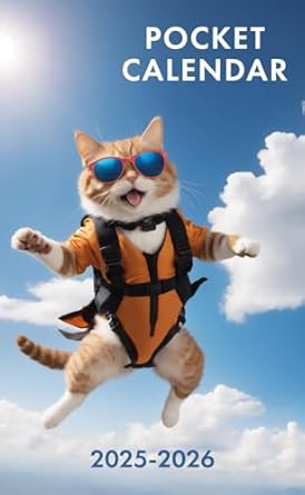 Pocket Calendar 2025-2026 for Purse - Cat v3 | 2 Year Pocket Planner January 2025 - December 2026 | Small Pocket Size 4 x 6.5