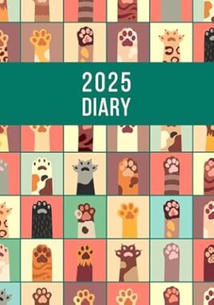 2025 A5 Page a Day: One Page Per Day Daily Diary Planner & Organiser for 365 Days, dated from Jan 2025 to Dec 2025, Fully Lined Journal Notebook with Calendars, To-Do List and Notes | Cats Paws