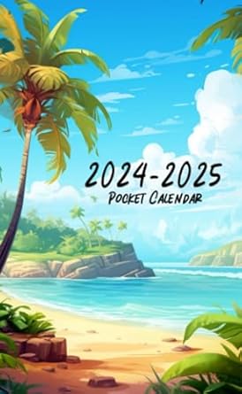pocket calendar 2024-2025 for purse: 2 Year Small Size - Tropical Island Design Volume 3