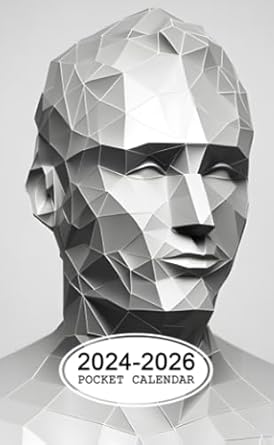 Pocket Calendar 2024-2026: Two-Year Monthly Planner for Purse , 36 Months from January 2024 to December 2026 | Polygonal grid | Bust 3D projection