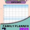 Family planner book 2024 with 7 columns: Family Calendar Monthly Organiser for 7 Persons for scheduling and organization (January 2024 through December 2024)