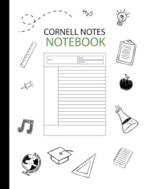 Cornell Notes Notebook: Amazing White Cornell Note-Taking System, 100 Pages for Notes, Composition Size 8.5”x11”, for High School and College Students