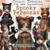 HALLOWEENY Collage Ephemera for art journaling SPOOKY PERSONAS: A book of 200+ images of Steampunk Kids, Moons, Pumpkins, Bats, Birds & more ! use for junk journal, mixed media, scrapbook & cardmaking