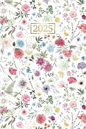 2025 Diary A5 Week to View: Yearly Agenda Planner Dated from January to December 2025 || 12 Months Calendar Schedule Organiser with Holidays || Floral Cover - UK Edition