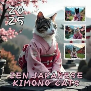 Zen Japanese Kimono Cats Calendar 2025: 12 Months of Zen Japanese Kimono Cats from Jan 2025 to Dec 2025, Square 8.5 x 8.5 Inches Gift For Organizing & Planning
