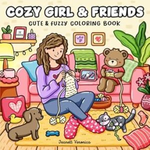 Cozy Girl & Friends: Cute and Fuzzy Coloring Book for Adults & Teens, Featuring Adorable Moments, Everyday Activities, and Sweet Nature Scenes