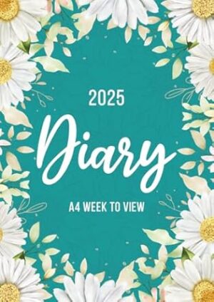 2025 A4 Week to View: A4 Planner Week to View Diary for 52 weeks, dated from Jan 2025 to Dec 2025, A4 Weekly Personal Organiser with Calendars, To-Do List and Notes | Green Daisy Floral