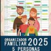 Organizador Familiar 2025 5 Personas: Calendario Agenda para una familia de cinco durante 12 meses Enero a Diciembre, tamaño A4