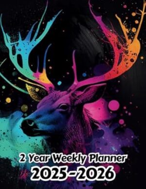 Abstract Stag 2 Year Weekly Planner 2024-2025: 104 Week Calendar | Gift For People Who Love Deer, Wildlife Animal Lovers | For Back To School, Office, Work | 8.5 x 11 Inches | 211 Pages | v3