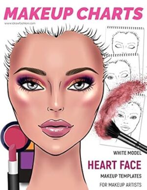 Makeup Charts - Face Charts for Makeup Artists: White Model - HEART face shape: 7