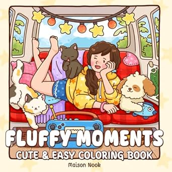 Fluffy Moments: A Coloring Book for Teens and Adults Featuring Adorable Cats & Dogs Illustrations for Stress Relief and Relaxation