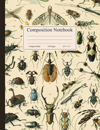 Composition Notebook: Vintage Insect Illustration. Entomology Journal, College Ruled, 120 Pages, 8.5" x 11"