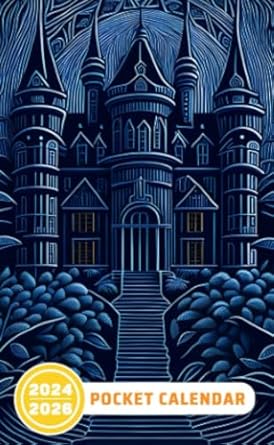 Pocket Calendar 2024 - 2026 With Moon Phase: Three-Year Monthly Planner for Purse , 36 Months from January 2024 to December 2026 | Majestic castle | Coloring page