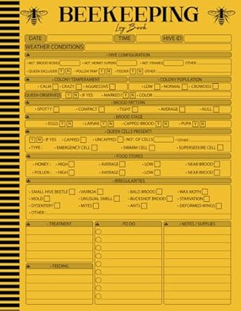 beekeeping log book | Beekeeping Tracking Journal and Beehive Inspection notebook and maintenance logbook for Beekeepers | Honey Bee Farming Tracker: 112 Pages | 8.5" x 11" inches.