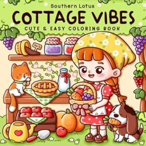 Cottage Vibes: Coloring Book for Adults and Teens, Easy Designs of Cute Cottages, Village Corners, and Cozy Family Moments for Stress Relief