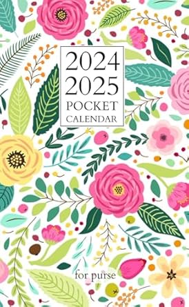 pocket calendar 2024-2025 for purse: Small 2-Year Monthly Agenda for Purse | Floral Cover