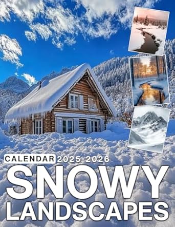 Snowy Landscapes Calendar 2025 - 2026: Monthly Planner Jan 2025 to Dec 2026, Thick & Sturdy Paper, Unruled Blocks, Eco Friendly, Great Gifts For Beloved Fan, US Holidays, Kalendar, Calendrier