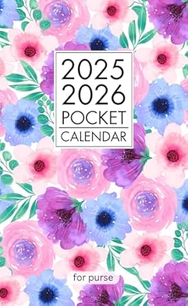 Pocket Calendar 2025-2026 for Purse: 2 Year Small Size Monthly Planner for Purse - From January 2025 To December 2026 | Watercolor Floral Cover