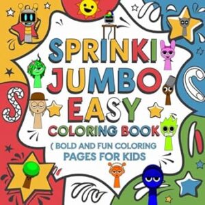 SPRUNKl Jumbo Easy Coloring Book | Bold and Fun Coloring Pages for Kids (8.5 x 8.5 inches, 54 Pages) | Perfect Gift for Holidays: Ages 4-8 and Teens ... Coloring Book for Creativity and Relaxation
