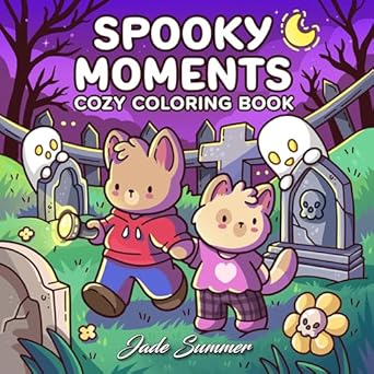 Spooky Moments: Cute Coloring Book for Adults and Teens with Adorable Characters and Creepy Scenes for Relaxation