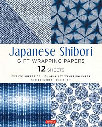 Japanese Shibori Gift Wrapping Papers 12 Sheets: High-Quality 18 x 24 inch (45 x 61 cm) Wrapping Paper